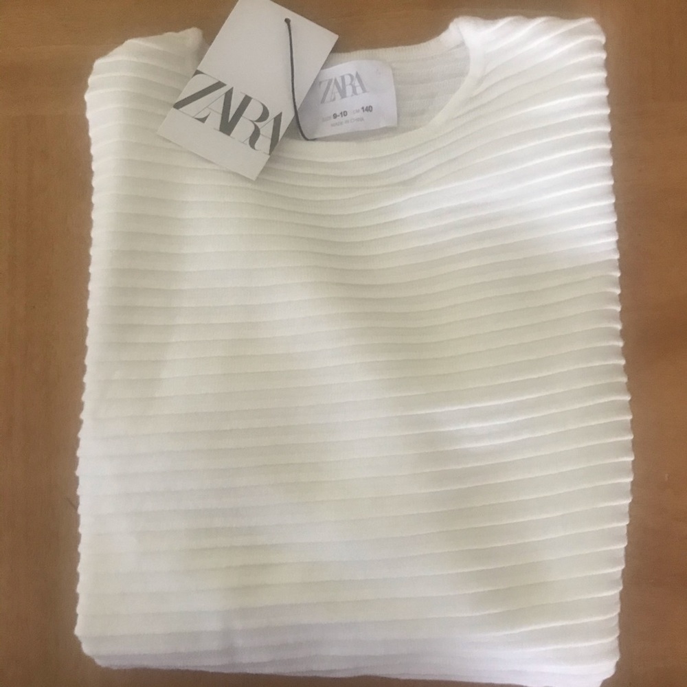 Zara Girls NWT 9/10 Textured Cream Boxy Sweater - Picture 2 of 13